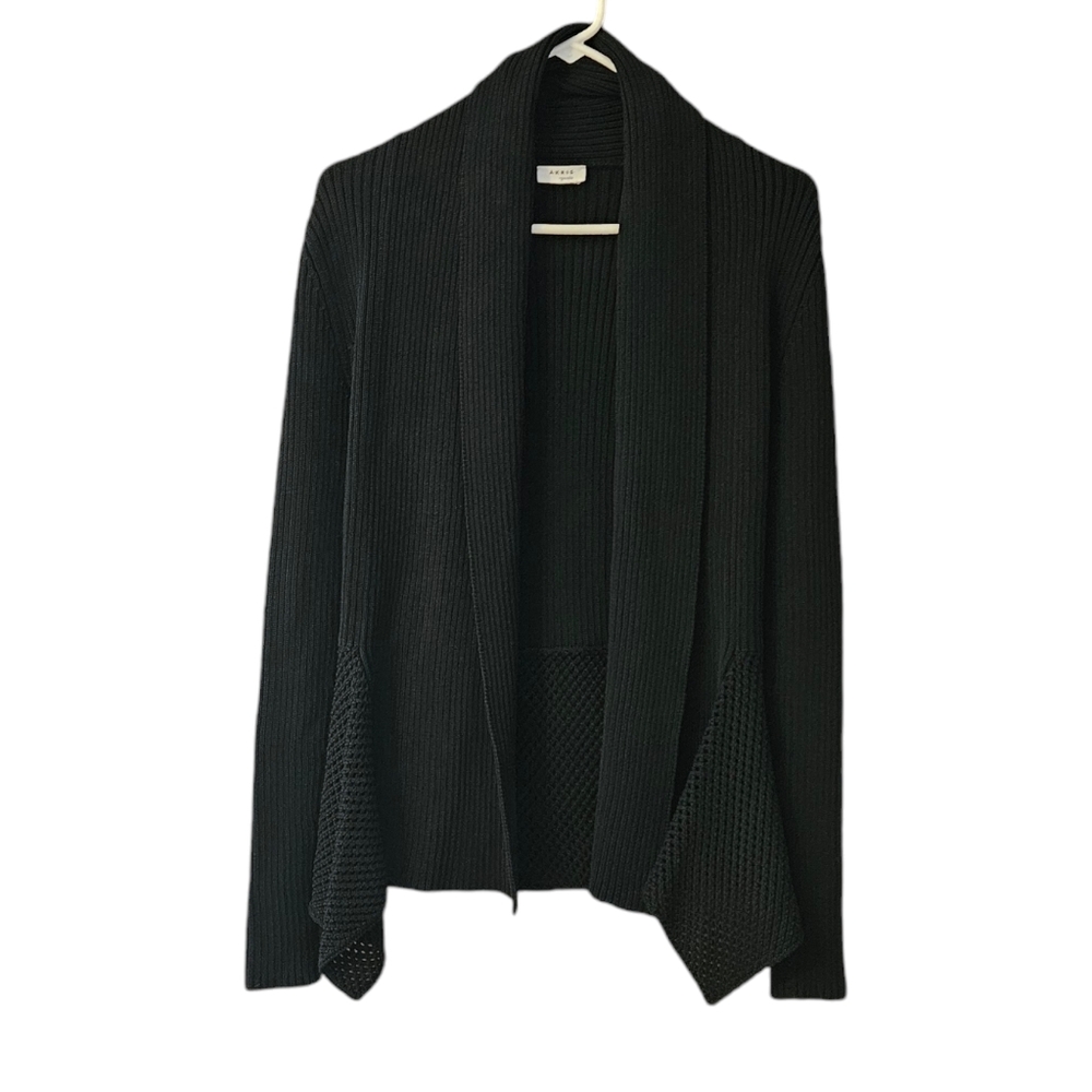 Akris Punto Open Front Cardigan Sweater Ribbed Knit Women's 4 Black